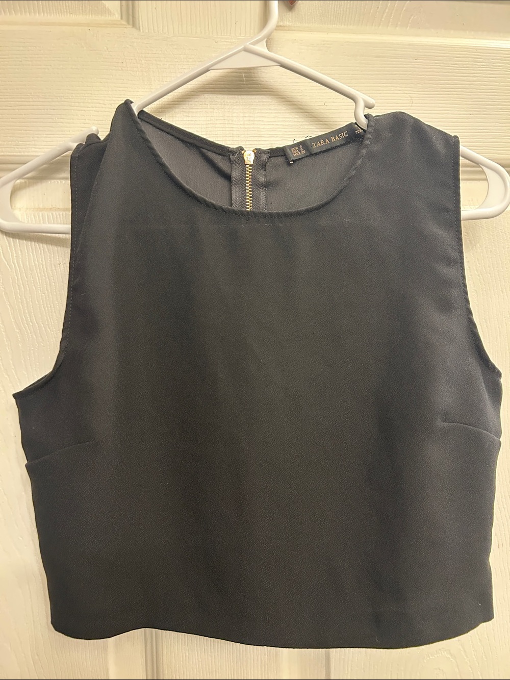 Zara Black Sleeveless Crop Top with Back Zip